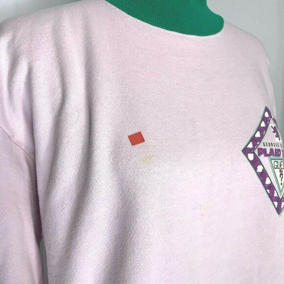 Vintage 80s Guess Sweatshirt M Lilac Georges Marciano Mock Neck Double Sided - Picture 5 of 12